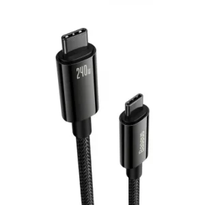 Cablu Date si Incarcare USB-C - USB-C Baseus Tungsten Gold 240W 1m Negru - imagine 2