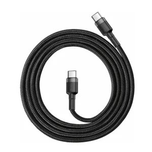 Cablu de date Baseus Cafule PD 2.0 60W USB-C la USB-C 1 metru 20V 3A Gri+Negru - imagine 2