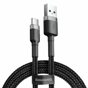 Cablu Baseus Cafule USB la USB-C Quick Charge 3A 0.5m Gri+Negru - imagine 2