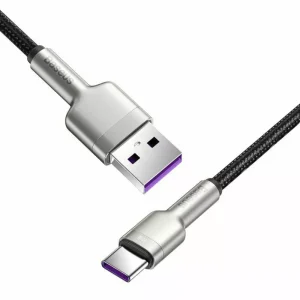 Cablu Baseus Cafule Metal USB la USB-C 66W 0.25m Negru - imagine 2