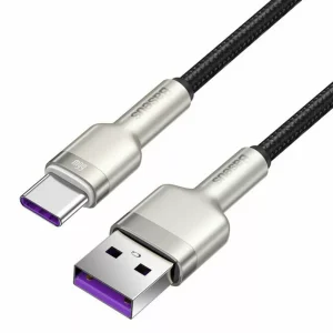 Cablu Baseus Cafule Metal USB la USB-C 66W 0.25m Negru - imagine 3