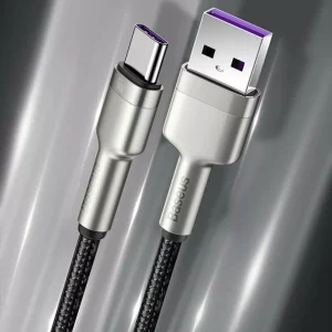 Cablu Baseus Cafule Metal USB la USB-C 66W 0.25m Negru - imagine 5