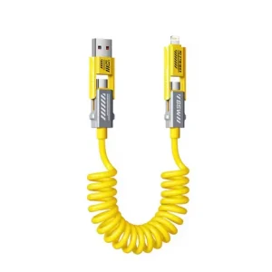 Cablu date/incarcare telefon Type-C To Type-C iPhone Lightning Samsung Huawei Xiaomi 65W galben 4 in 1 - imagine 1