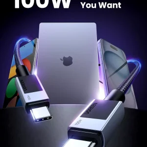 Cablu UGREEN USB-C la USB-C 100W Super Fast Power Delivery 0.5m Negru - imagine 3