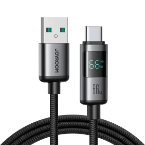 Cablu Date si Incarcare cu Display USB-A – USB-C 66W 1.2m Negru Joyroom - imagine 1