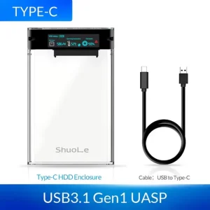 Carcasa SSD/HDD externa 2.5 inch afisaj LCD Color Smart Sentinel - imagine 2