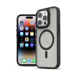 Husa iPhone 15 Pro Max Clip-On Hybrid Matt Compatibil MagSafe Negru - imagine 2