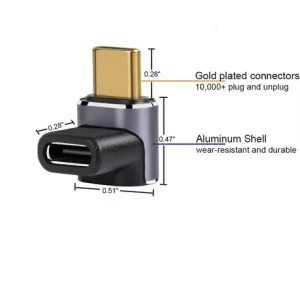 Adaptor Type C la 90 grade 40Gbps PD 100W 8k 60Hz laptop telefon mobil tableta USB Type C - imagine 3