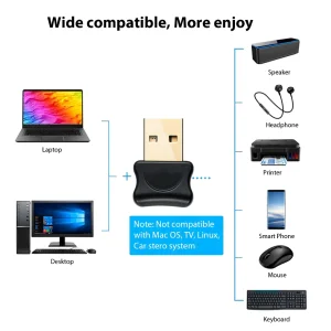 Adaptor USB Bluetooth 5.0 PC Audio Laptop - imagine 2