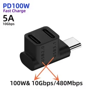 Adaptor Type C spliter la 2 USB Type C 2.0 si 3.1 100W OTG 4K - imagine 2