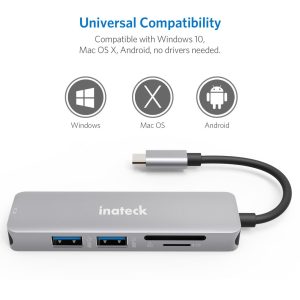 Adaptor Hub USB Type-C Inateck 2xUSB 3.0 1xHDMI Card Reader - imagine 2
