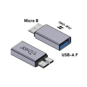 Adaptor USB A Mama Micro B USB bidirectional USB 3.0 10gbps aluminiu - imagine 1