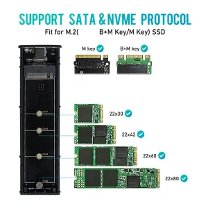 Adaptor M.2 NVME la USB dual protocol 10gbps usb3.1 gen2 2230-2280 carcasa ssd externa - imagine 3