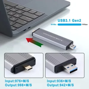 Adaptor M.2 NVME SSD la USB 3/1 Type A carcasa aluminiu NVME M Key M+B Key - imagine 4