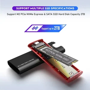 Adaptor M.2 dual protocol NVME NGFF la USB 3.1 6.0Gbps Thunderbolt 3 10gb carcasa aluminiu - imagine 4