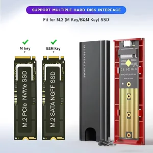 Adaptor M.2 dual protocol NVME NGFF la USB 3.1 6.0Gbps Thunderbolt 3 10gb carcasa aluminiu - imagine 5