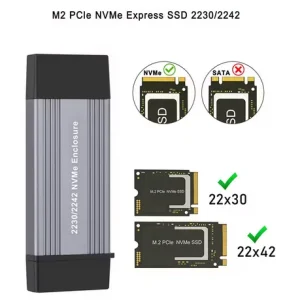 Adaptor M.2 NVME la USB 3.1 Type A + Type C Extern SSD 10Gbps for M/M+B Key 2230 2242 - imagine 2