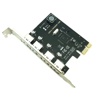 Adaptor 4 Port USB 3.0 la PCI-e Express 1X hub USB PC - imagine 2