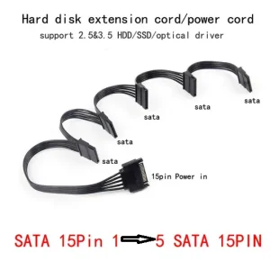 Adaptor cablu alimentare SATA 15 pin la 5 SATA 15 pin PC calculator - imagine 2