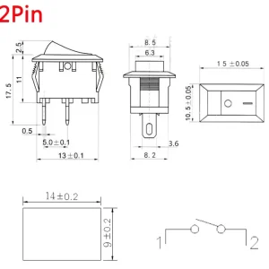 Buton PUSH ON/OFF 250V 3A 10x15 2 pin - imagine 2