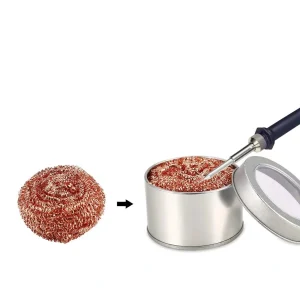 Sarma cupru pentru curatare varf letcon pistol lipit plus cutie metalica - imagine 2