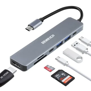 Hub type C 7 in 1 HDMI 4K PD Power Delivery 87W Card Reader 2 USB 2.0 1 USB 3.0