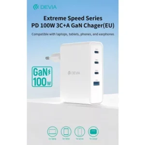 Incarcator Retea DEVIA Extreme Speed 100W 5A 1 x USB-A - 3 x USB-C Alb - imagine 4