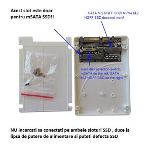 Adaptor MSATA M.2 LA SATA 3.0 2 in 1 convertor carcasa plastic - imagine 2