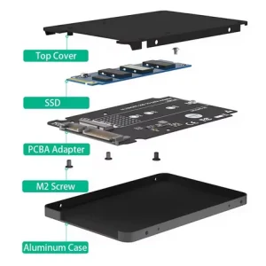 Adaptor SSD M.2 la SATA III 6Gbps SSD 2.5 inch M2 B-Key SSD carcasa aluminiu negru - imagine 4