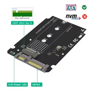 Adaptor SSD M.2 la SATA III 6Gbps SSD 2.5 inch M2 B-Key SSD carcasa aluminiu negru - imagine 5