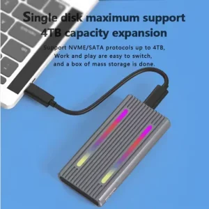 Adaptor M.2 NVME/SATA extern la USB/USB Type C 3.1 Gen 2 RGB Aluminiu Dual Protocol - imagine 3