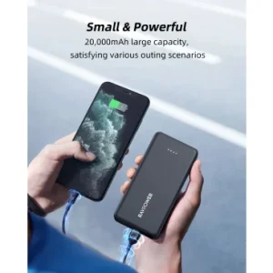 Power Bank 20000mAh 15W 2x USB-A 1x USB-C Neagra baterie externa - imagine 5