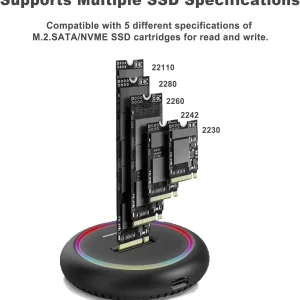 Adaptor M.2 SSD Docking Station Extern M2 Drive Dock RGB NMVe NGFF SATA - imagine 2