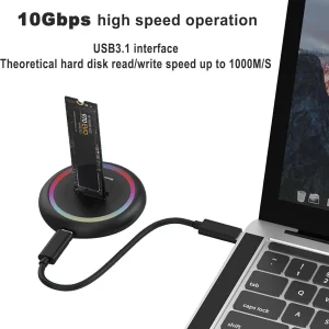 Adaptor M.2 SSD Docking Station Extern M2 Drive Dock RGB NMVe NGFF SATA - imagine 3