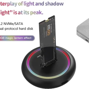 Adaptor M.2 SSD Docking Station Extern M2 Drive Dock RGB NMVe NGFF SATA - imagine 5