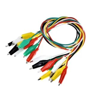 Set 10 buc cabluri aligator clip 50cm lungime crocodil DIY diverse culori - imagine 1