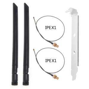 Set antene WIFI PC MHF1-2 IPEX1 2.4/5Ghz dual band cablu 20cm - imagine 1