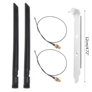 Set antene WIFI PC MHF1-2 IPEX1 2.4/5Ghz dual band cablu 20cm - imagine 3