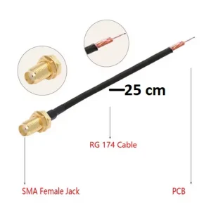Cablu SMA mama la PCB placa single end RG174 pentru WIFI Wireless router GPS GPRS conector 25cm - imagine 1