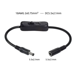 Prelungitor cablu alimentare buton ON OFF jack 5.5 x 2.1 mm 120w - imagine 1
