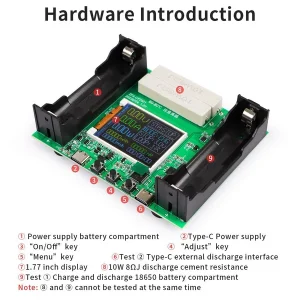 Tester baterii 18650 cu afisaj capacitate rezistenta voltaj 10W LCD - imagine 5