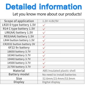 Tester universal baterii AA AAA 1.5V 3V 9V 18650 21700 14500 nu necesita baterii - imagine 4