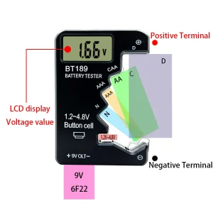 Tester universal baterii AA/AAA/C/D/9.5V/1.5V Display volt tester - imagine 4