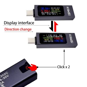 Tester USB Color 11 in 1 type C 4-30V 12A dublu sens ampermetru voltmetru digital - imagine 5