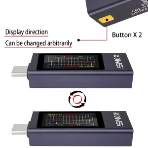 Tester USB Type C 17 in 1 Color DC Digital Voltmeter Ampermetru Current Voltage Meter - imagine 3