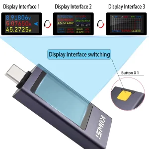 Tester USB Type C 17 in 1 Color DC Digital Voltmeter Ampermetru Current Voltage Meter - imagine 4