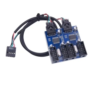 Adaptor 9Pin USB spliter la 4 USB HUB conector PC placa baza - imagine 1