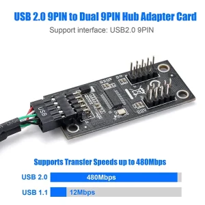 Adaptor spliter PC USB 9 PIN la doua USB 2.0 9 pin usb hub extensie - imagine 5