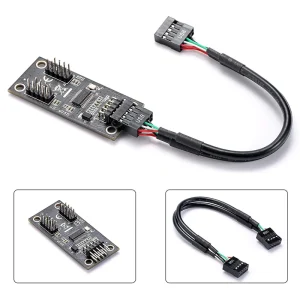 Adaptor spliter PC USB 9 PIN la doua USB 2.0 9 pin usb hub extensie - imagine 7