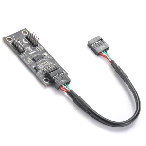 Adaptor spliter PC USB 9 PIN la doua USB 2.0 9 pin usb hub extensie - imagine 2